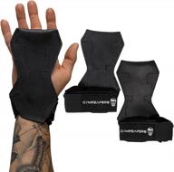 weight lifting grips (pair) for heavy powerlifting, deadlifts, rows, pull ups, with neoprene padded wrist wraps support and strong rubber gloves or straps for bodybuilding logo