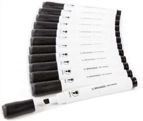 img 4 attached to 12 шт. в упаковке U-образных черных маркеров для сухого стирания с долотообразным наконечником и встроенными ластиками для использования со слабым запахом