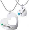 valyria stainless steel personalized key heart puzzle necklace set with birthstones - custom made with any name logo