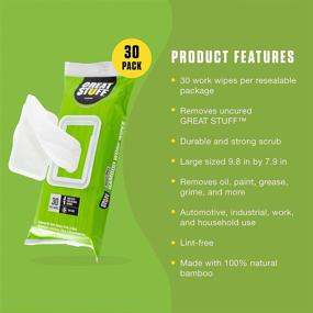 img 2 attached to 🎋 Great Stuff Heavy Duty Bamboo Work Wipes: Versatile 30 Wipes for Multiuse Applications