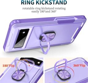 img 1 attached to 📱 Petocase Google Pixel 6 Case: Heavy Duty Shockproof Full Body Protection with Kickstand, 360°Ring Holder & Car Mount Support - Purple 6.4''