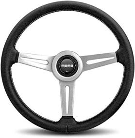 img 1 attached to 🔳 MOMO RET36BK2S Retro 360 mm Leather Steering Wheel in Black