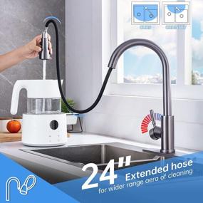 img 1 attached to Black Stainless Steel Kitchen Faucet With Pull Down Sprayer And Single Handle - Arofa Gray 3 Hole Commercial RV Sink Gun