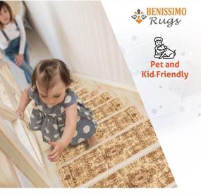 img 2 attached to 13+1 Stair Treads Carpet With Landing Slip Resistant Rugs, Modern Printed Design Soft Runner For Indoor Wooden Steps, Set Of 13 (9"X32") + 1 (31"X31"), Harvest Festival Design.