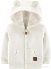 img 2 attached to 👶 Unisex Babies' Sherpa-Lined Hooded Sweater Jacket by Simple Joys Carter's