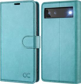 img 4 attached to OCASE Compatible With Google Pixel 6A Wallet Case, PU Leather Flip Folio Case With Card Holders RFID Blocking Kickstand [Shockproof TPU Inner Shell] Phone Cover 6.1 Inch 2022 (Mint Green)