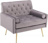 guyou мягкий бархатный стул с акцентом, современный стул середины века клубный стул с тафтингом, диван, кресло для чтения (37 "ш 29" г 32,7 "в) с золотыми ножками и свернутым подлокотником для гостиной, спальни, квартиры, серый логотип
