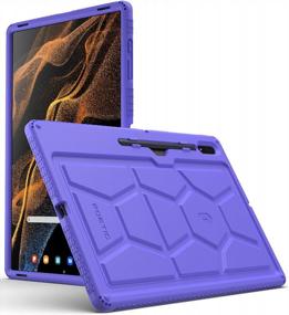 img 4 attached to Защитите свой Galaxy Tab S8 Ultra в стильном фиолетовом чехле Poetic TurtleSkin — сверхпрочном, ударопрочном, прочном и удобном для детей