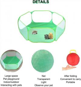 img 1 attached to Breathable & Transparent Small Animal C&C Cage Tent: Pop-Up Portable Exercise Fence For Guinea Pigs, Rabbits, Hamsters, Chinchillas, And Hedgehogs - Ideal For Both Indoor And Outdoor Use (Green)