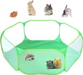 img 4 attached to Breathable & Transparent Small Animal C&C Cage Tent: Pop-Up Portable Exercise Fence For Guinea Pigs, Rabbits, Hamsters, Chinchillas, And Hedgehogs - Ideal For Both Indoor And Outdoor Use (Green)