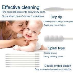 img 2 attached to 🌼 Gentle Baby Cotton Swabs - 200Pcs for Ear & Nose Cleaning (Spiral and Pointed)