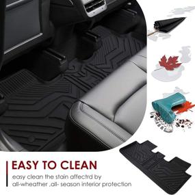 img 3 attached to 🚗 Custom Tesla Model Y Floor Mat Set - BASENOR 2022 2021 2020 3D All-Weather Anti-Slip & Waterproof Floor Liners