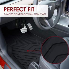 img 2 attached to 🚗 Custom Tesla Model Y Floor Mat Set - BASENOR 2022 2021 2020 3D All-Weather Anti-Slip & Waterproof Floor Liners