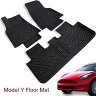 🚗 custom tesla model y floor mat set - basenor 2022 2021 2020 3d all-weather anti-slip & waterproof floor liners logo