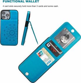 img 1 attached to Vaburs For IPhone 14 Pro Wallet Case, Kickstand Case With Credit Card Holder, Embossed Mandala Floral Pattern Premium PU Leather Magnetic Closure Shockproof Protective Flip Cover 6.1" (Blue)