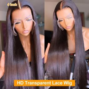 img 1 attached to Natural Looking Straight Lace Front Human Hair Wigs For Black Women - Pre-Plucked And Glueless 18 Inch Wig With HD Natural Hairline