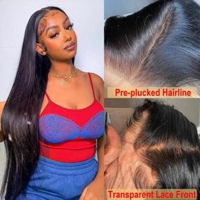 img 3 attached to Natural Looking Straight Lace Front Human Hair Wigs For Black Women - Pre-Plucked And Glueless 18 Inch Wig With HD Natural Hairline