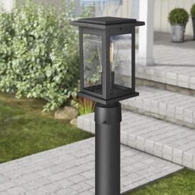 img 1 attached to Emliviar Black Outdoor Post Light Fixture With Seeded Glass, 1-Light Pillar Design - 1803EW1-P