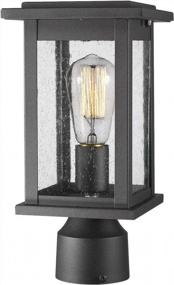 img 4 attached to Emliviar Black Outdoor Post Light Fixture With Seeded Glass, 1-Light Pillar Design - 1803EW1-P