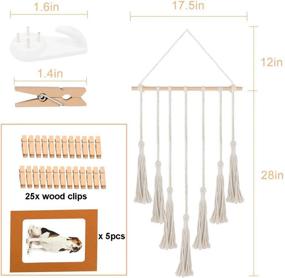 img 3 attached to ZUEXT Bohemian Macrame Photo Display: 27X17 Inch, Boho Wall Decor Tapestry With 25 Wood Clips, Perfect For Living Room, Bedroom, Gallery Or Xmas Cards Holder (Beige)