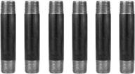 industrial steel pipe kit - 6 pack of pre-cut 1/2" × 4" grey metal pipes, compatible with standard half inch threaded fittings - perfect for vintage diy industrial shelving logo