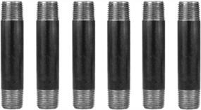 img 4 attached to Industrial Steel Pipe Kit - 6 Pack Of Pre-Cut 1/2" × 4" Grey Metal Pipes, Compatible With Standard Half Inch Threaded Fittings - Perfect For Vintage DIY Industrial Shelving