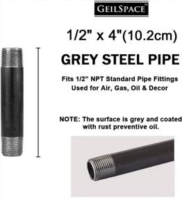img 3 attached to Industrial Steel Pipe Kit - 6 Pack Of Pre-Cut 1/2" × 4" Grey Metal Pipes, Compatible With Standard Half Inch Threaded Fittings - Perfect For Vintage DIY Industrial Shelving