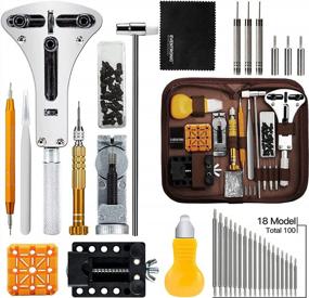 img 4 attached to Профессиональный ремонтный комплект для часов с заменой батареи, инструментами для снятия звеньев и задней панели, набором инструментов для пружинных стержней и чехлом для переноски от Eventronic