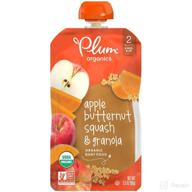 plum organics baby food pouch, stage 2, apple butternut squash granola, 3.5 oz, 6 pack, fresh organic food squeeze, for babies, kids, toddlers logo