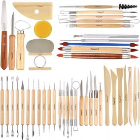 img 1 attached to Magicfly Pottery Tools, 45Pcs Clay Sculpting Tools For Pumpkin Carving With Storage Bag, Wooden Ceramic Tools For Art Crafts, Beginners