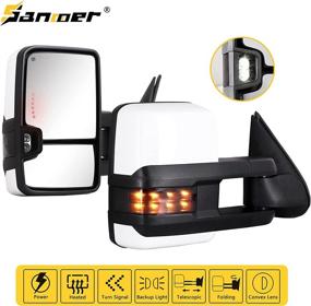 img 4 attached to Sanooer Towing Mirrors For 2003-2007 Chevy Silverado Suburban Avalanche Tahoe GMC Sierra Yukon With Power Glass Arrow Turn Signal Light Backup Lamp Heated Extendable Pair Set (White Painted 8624)