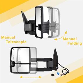 img 1 attached to Sanooer Towing Mirrors For 2003-2007 Chevy Silverado Suburban Avalanche Tahoe GMC Sierra Yukon With Power Glass Arrow Turn Signal Light Backup Lamp Heated Extendable Pair Set (White Painted 8624)