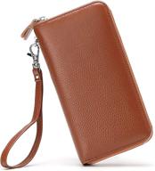 👜 genuine leather wristlet: stylish women's handbag & wallet combo with rfid blocking technology логотип