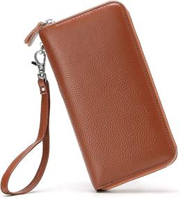 img 4 attached to 👜 Genuine Leather Wristlet: Stylish Women's Handbag & Wallet Combo with RFID Blocking Technology