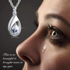 img 3 attached to Celebrate Life With A 925 Sterling Silver CZ Teardrop Ashes Keepsake Pendant Necklace - Perfect Memorial Gift