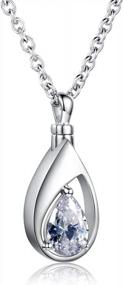 img 4 attached to Celebrate Life With A 925 Sterling Silver CZ Teardrop Ashes Keepsake Pendant Necklace - Perfect Memorial Gift