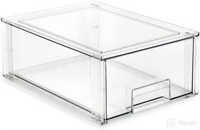 img 4 attached to Isaac Jacobs Large Stackable Organizer Drawer: Clear Plastic Storage Box for Home, Office, Closet & Shoe Organization - BPA-Free, Food/Fridge/Freezer Safe