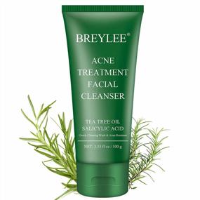 img 4 attached to BREYLEE Tea Tree Acne Face Wash With Salicylic Acid - Powerful Treatment For Stubborn Acne, Pimples, And Breakouts, Gentle And Non-Irritating - 3.53FL OZ (100G)