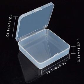 img 3 attached to BENECREAT 6-Pack 5X5X1.4" прозрачные квадратные пластиковые коробки для хранения с крышками для бус, монет, английских булавок и других ювелирных изделий для рукоделия.