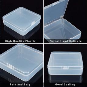 img 1 attached to BENECREAT 6-Pack 5X5X1.4" Clear Square Plastic Storage Boxes With Lids For Beads, Coins, Safety Pins And Other Craft Jewelry Watch Findings