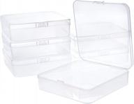 benecreat 6-pack 5x5x1.4" прозрачные квадратные пластиковые коробки для хранения с крышками для бус, монет, английских булавок и других ювелирных изделий для рукоделия. логотип