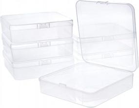 img 4 attached to BENECREAT 6-Pack 5X5X1.4" Clear Square Plastic Storage Boxes With Lids For Beads, Coins, Safety Pins And Other Craft Jewelry Watch Findings