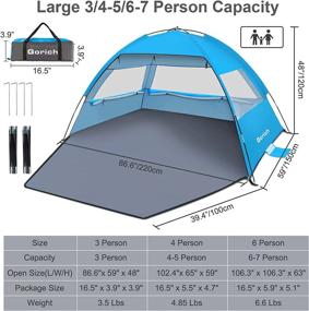 img 3 attached to UPF 50+ UV Protected Gorich Beach Tent Sun Shelter Canopy For 3-7 People, Lightweight And Easy To Set Up Cabana Beach Shade Tent