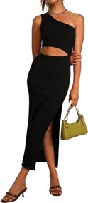 img 4 attached to Look Fabulous In Cutiefox Women'S Crew Neck High Slit Tight Maxi Dress For Summer Beach Parties!