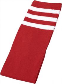 img 1 attached to Cotton Triple Striped Knee High Socks For Women: Perfect For Baseball, Sports, Halloween Costume And Christmas