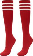 cotton triple striped knee high socks for women: perfect for baseball, sports, halloween costume and christmas logo