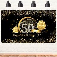 сделайте заявление с черным и золотым: отпразднуйте свое 50-летие стильно с нашим очень большим баннером и реквизитом для фотобудки логотип