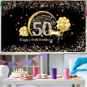img 2 attached to Make A Statement With Black And Gold: Celebrate Your 50Th Birthday In Style With Our Extra Large Banner And Photo Booth Props