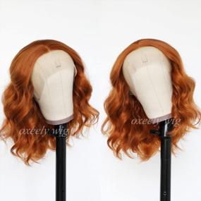 img 1 attached to 14 Inch Light Copper Red Hair Wig - Oxeely Orange Ginger Synthetic Lace Front Curly Wave For Black Widow Cosplay