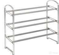 👞 seville classics 24-pair shoe rack: expandable, non-slip metal organizer for closet, entryway, bedroom - chrome poles, freestanding footwear storage логотип